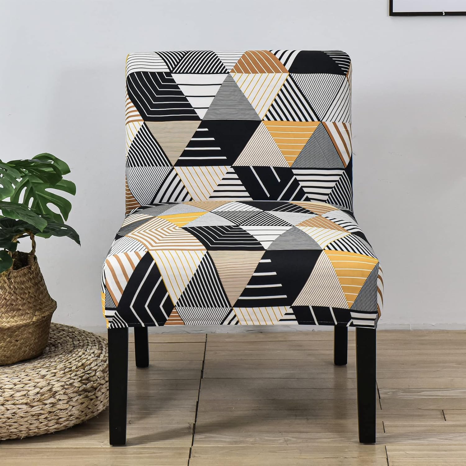 2PCS Armless Accent Chair Covers Printed Soft Armless Chair Slipcovers Armless Chair Slipcover Printed Slipper Chair Slipcover Printed Armless Chair Covers for Living Dining Room Hotel,11