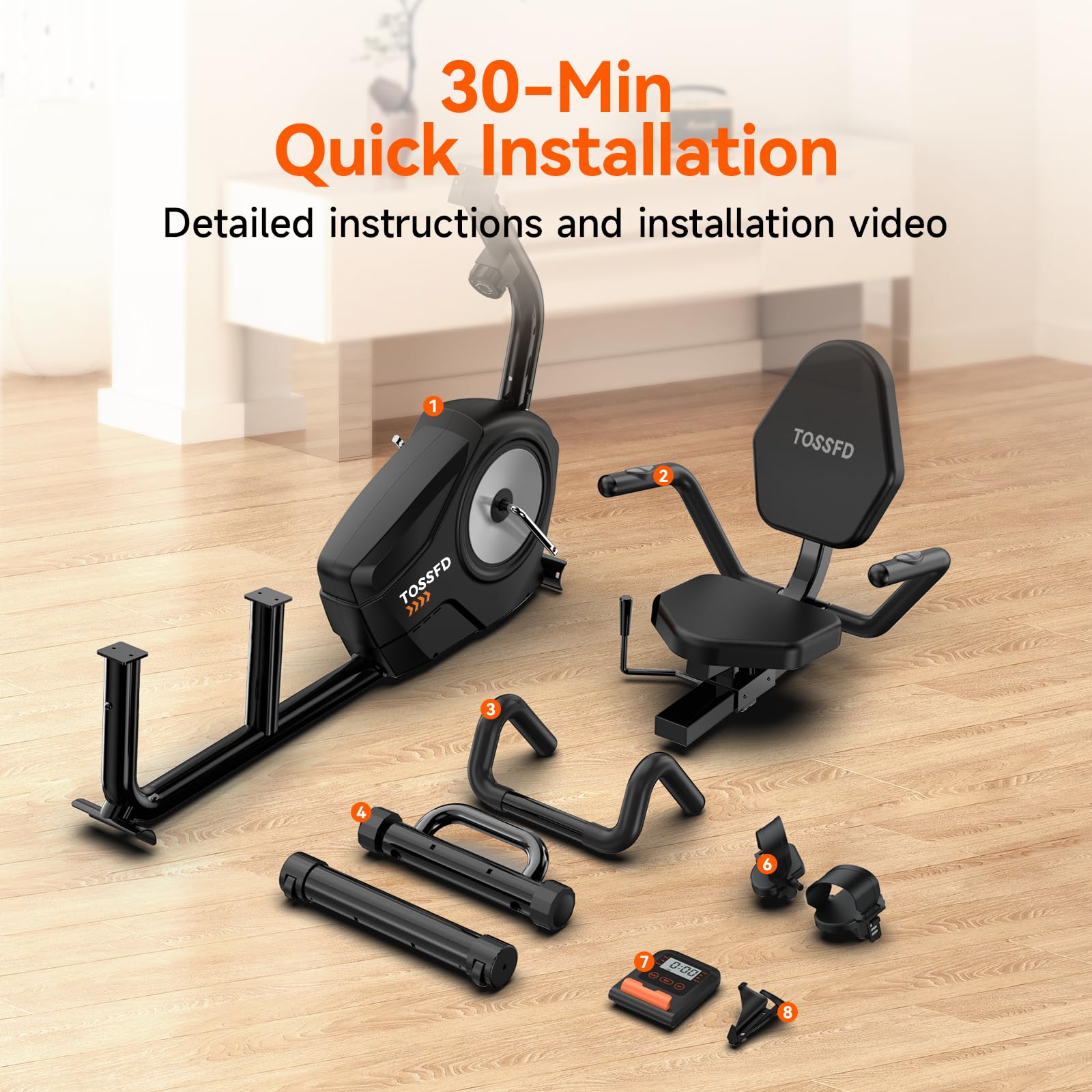 CYCOOL Recumbent Exercise Bike Comfortable Seat MultiFunction LCD