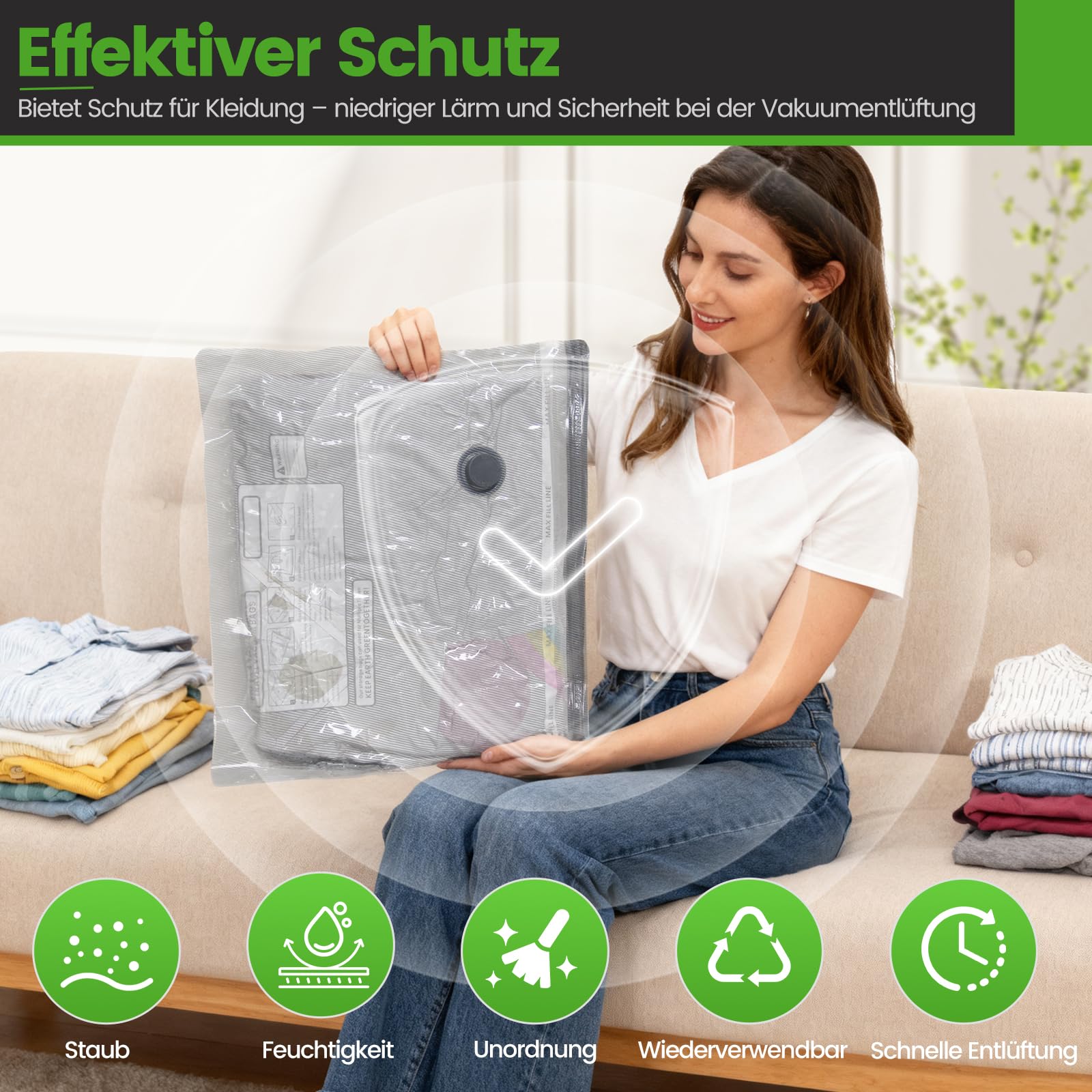 Zestaw 9-częściowy worków próżniowych z elektryczną pompą USB | 3 rozmiary (40 x 40 cm, 40 x 50 cm, 40 x 60 cm) oszczędzają miejsce na ubrania, podróż, pościel i przeprowadzkę, hermetyczne torby do