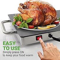 Vista 2 de NutriChef AZPKWTR30 - Placa caliente de acero inoxidable para mantener la comida caliente con bandeja eléctrica portátil para alimentos con tapa