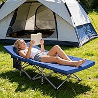 Vista 8 de Slsy Cuna de campamento con colchón de espuma viscoelástica de 2 pulgadas, cama plegable acolchada mejorada con bolsa de transporte, catre de dormir