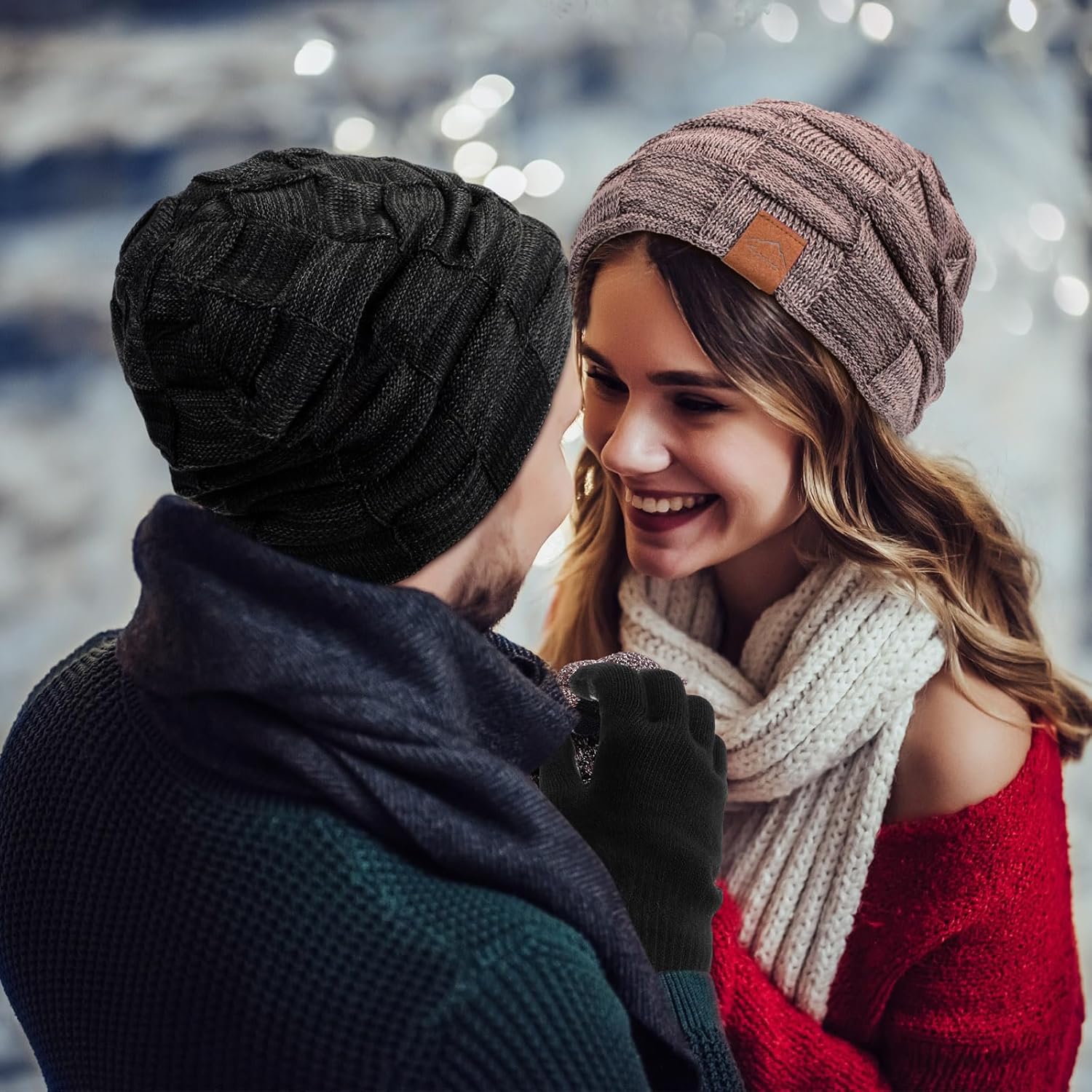 Geyoga 4 Pack Winter Hats for Men Beanie and Gloves Set, Winter Slouchy Beanie Hat Warm Gloves Lined Knit Thick - Image 6