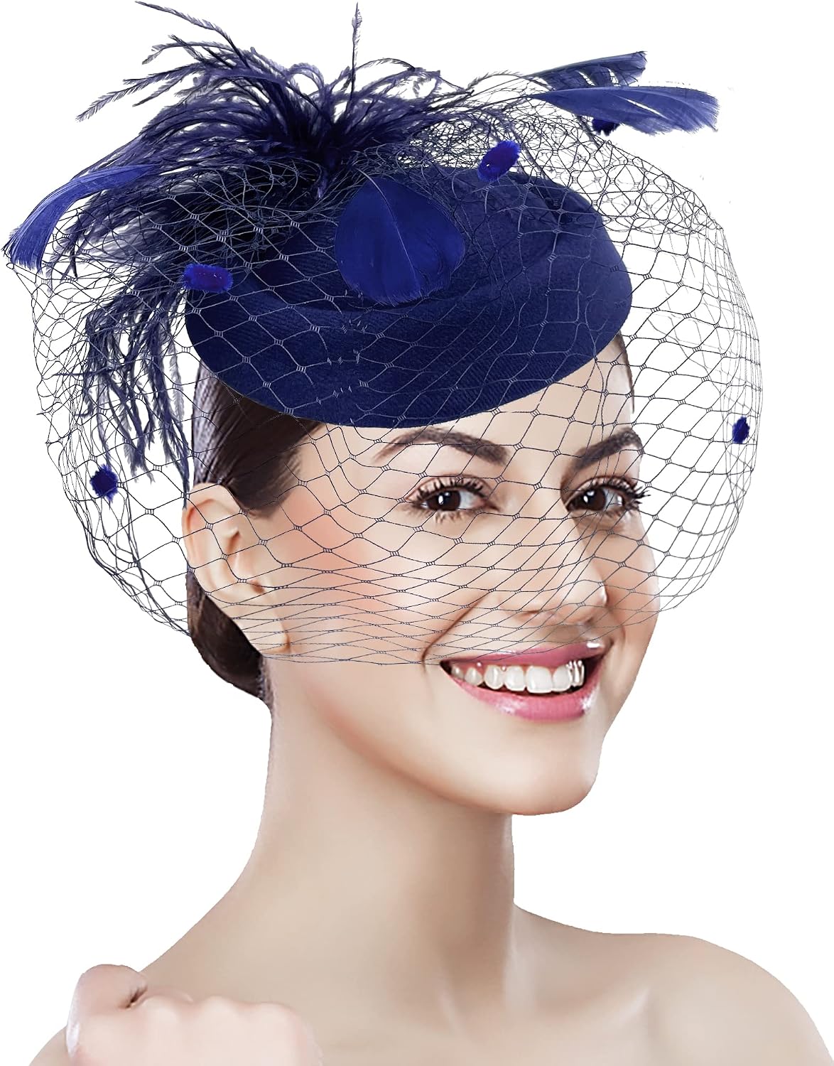 Pillbox Hat with Veil Vintage Fascinators for Women Tea Party Bridal Wedding Halloween First Communion Hats