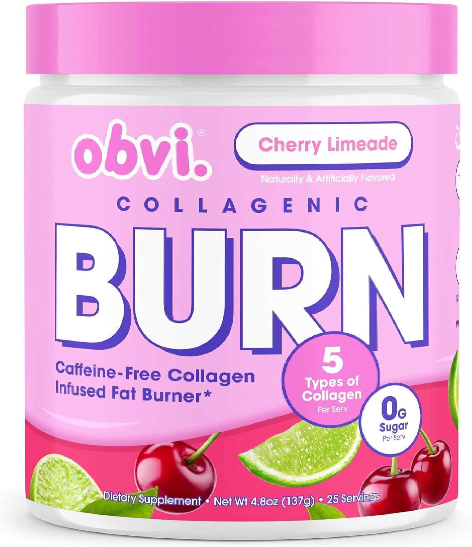 Collagenic Burn Powder | Multi-Collagen Blend with GBB, Ashwagandha & Green Coffee | Boosts Metabolism, Energy, and Wellness | Supports Skin, Hair, Nails, Joints | Cherry Limeade 25 Servings