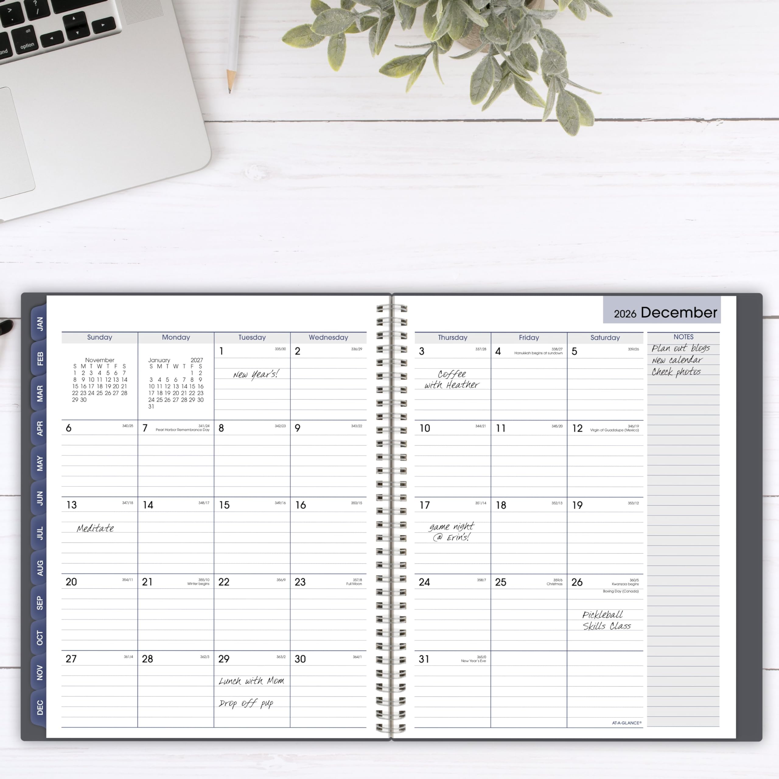 AT-A-GLANCE Agenda 2026, settimanale e mensile, 20,5 x 28 cm, grande, rilegatura a spirale, DayMinder, grigio (GC5450726)