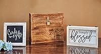 Vista 8 de Caja para tarjetas de boda con cerradura y ranura para tarjetas, 12 x 10 x 4.5 pulgadas, caja de regalo envejecida para bodas, recepciones