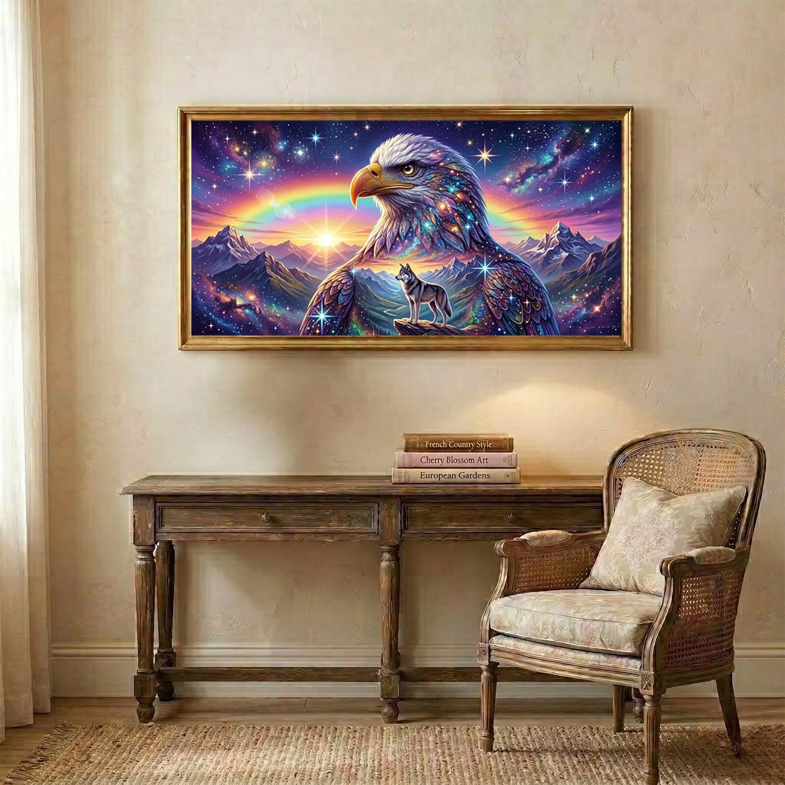 Adler Diamond Painting Groß XXL 50x110cm Diamant Painting Bilder Wolf, 5D Diamond Art Strasssteine Stickerei Mosaik Set für Basteln Erwachsene, DIY Malerei Kreuzstich für Wanddeko & Geschenk C6-220