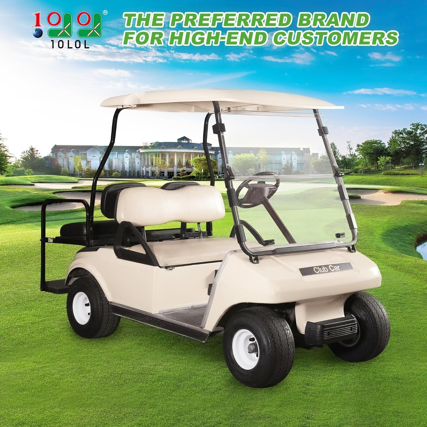 10L0L Golf Cart Windshield for Club Car DS 1982-2000.5- Fold Down-Clear