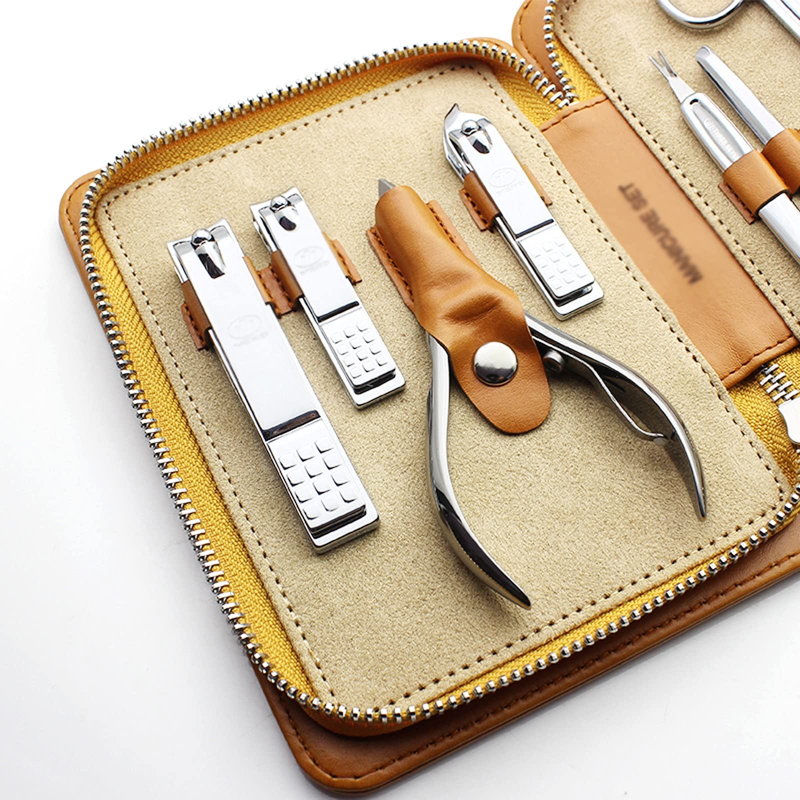 Zestaw do manicure, narzędzia podróżny zestaw do manicure, 10 w 1, ze stali nierdzewnej, z luksusowym etui podróżnym, narzędzia do pielęgnacji paznokci, lekkie i przenośne obcinacze do