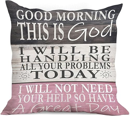 Miniatura 1 de Funda de cojín cristiana con texto en inglés "Good Morning This Is God", 18 x 18 pulgadas, funda de cojín decorativa para sofá, cama, decoración