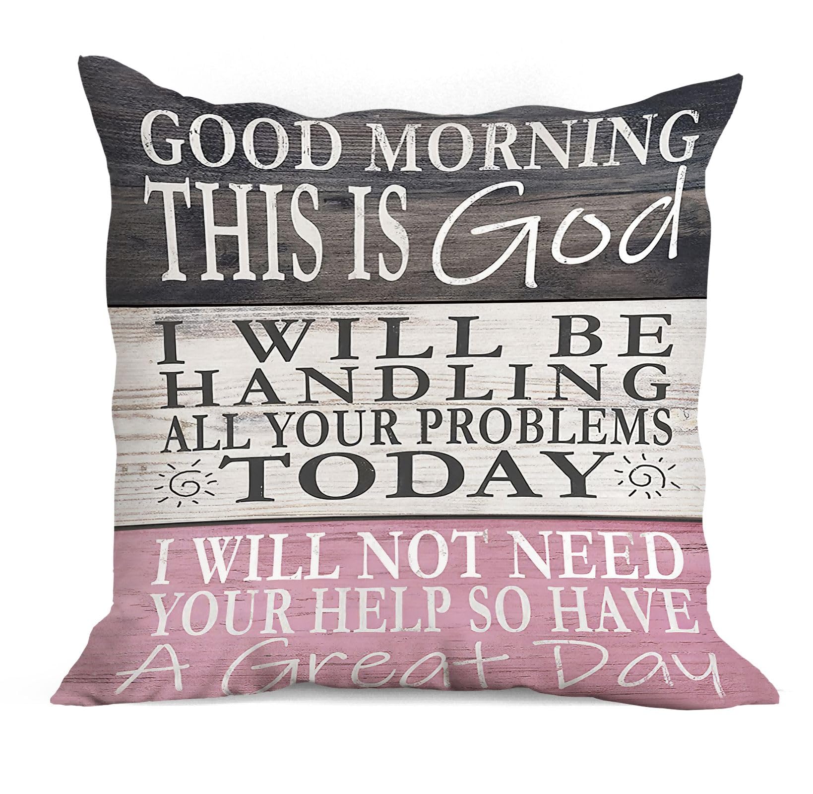 Smooffly Federa per cuscino con citazione ispiratrice 45 x 45 cm con scritta cristiana con scritta