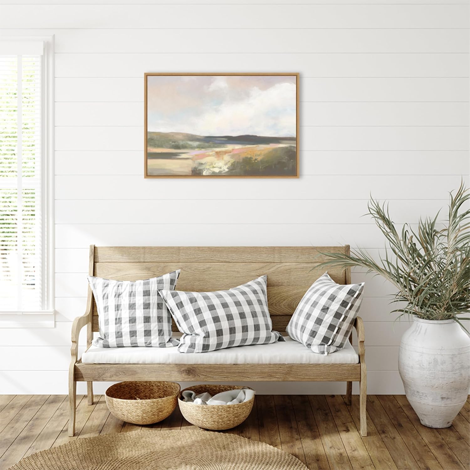 Amanti Art Framed Canvas Wall Art 23x33 Dawn by the Water by Julia Purinton, Framed Wall Art Canvas, Abstract Artwork, Modern Decor, Large Poster Painting for Living Room, Bedroom, Bathroom, Kitchen,