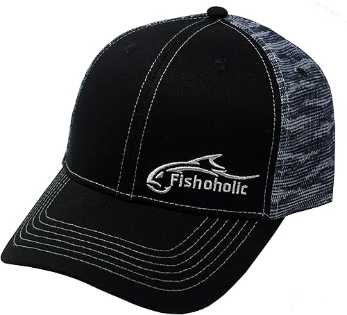Fishoholic Gorra de pesca de béisbol Snapback - Malla de camionero de pesca regalo para papá padre