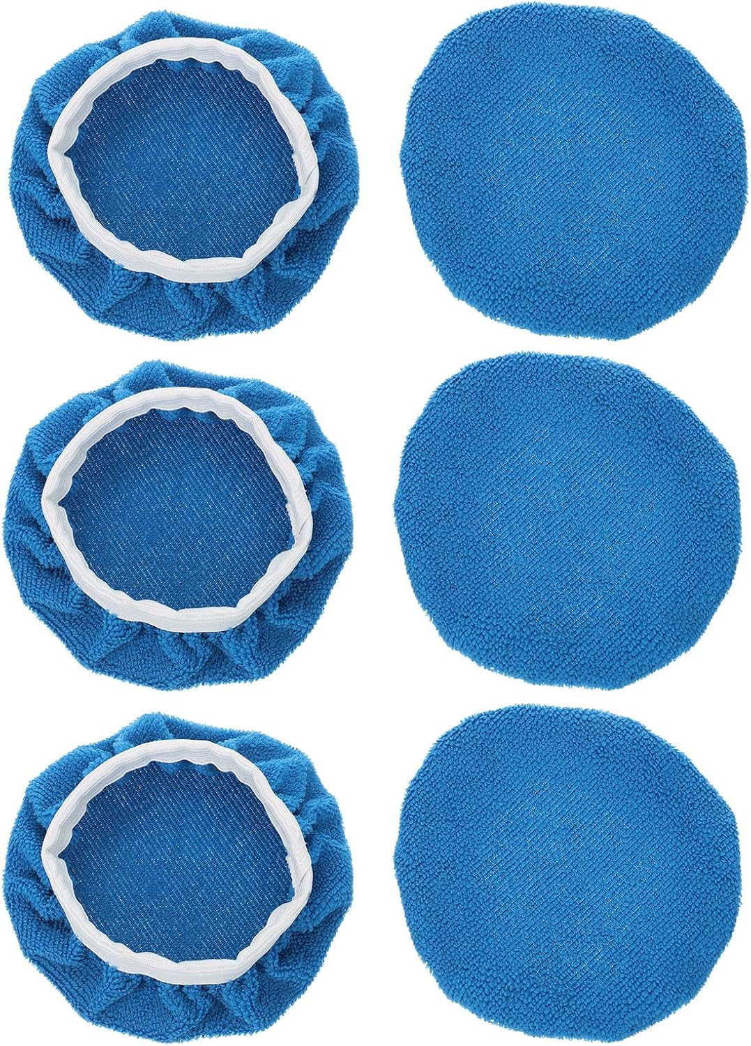 HARFINGTON 6pcs Car Polisher Bonnet Buffing Pad Micro-fiber Polishing Buffing Pad Cover for 5"-6" Car Buffer Bonnets Polisher, Dark Blue