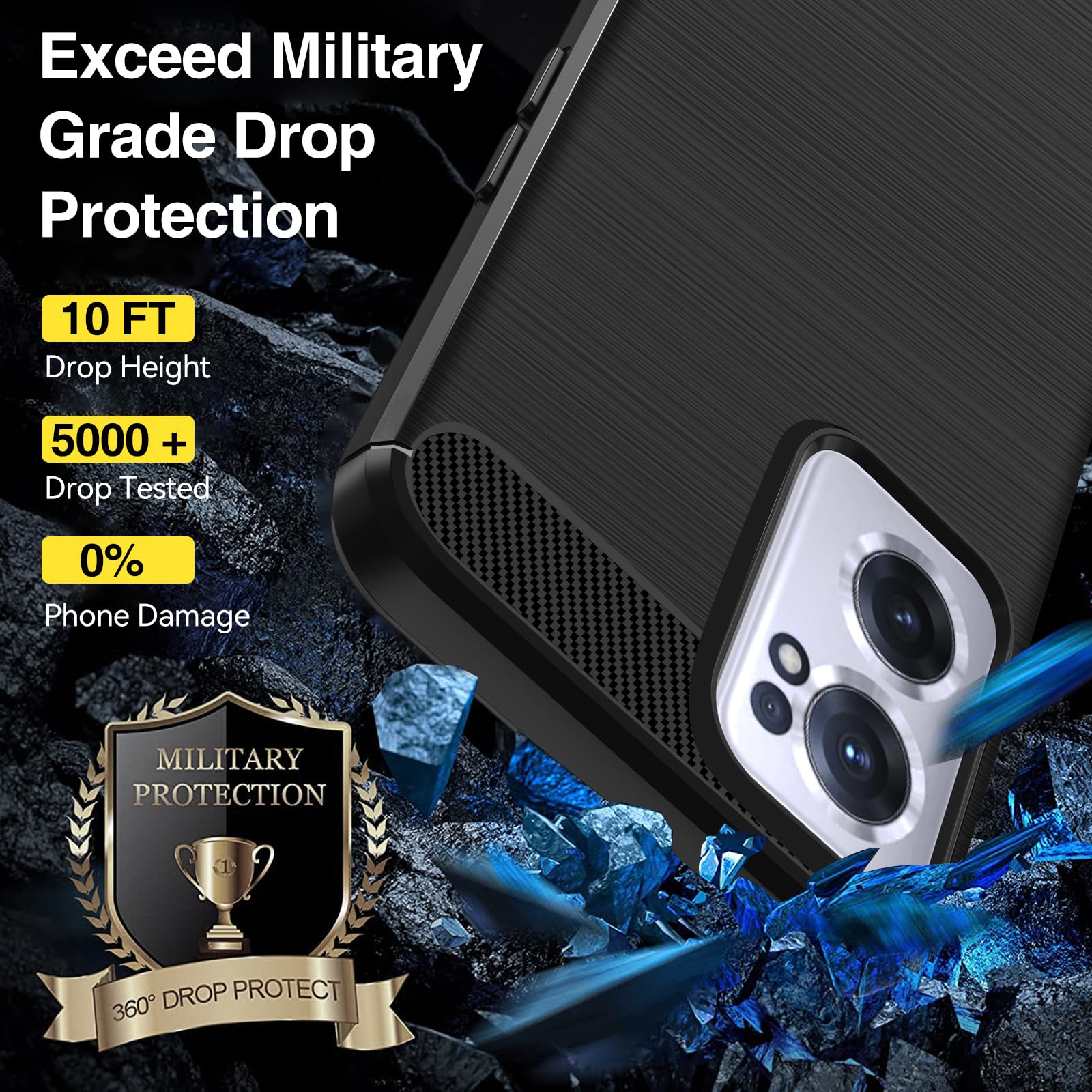 iVoler Cover per Oneplus Nord CE 2 5G, [Protezione Antiurto di Grado Militare] Custodia Sottile Morbida in Silicone TPU Anti-Impronte Anti-Graffio Protettiva Case, Nero