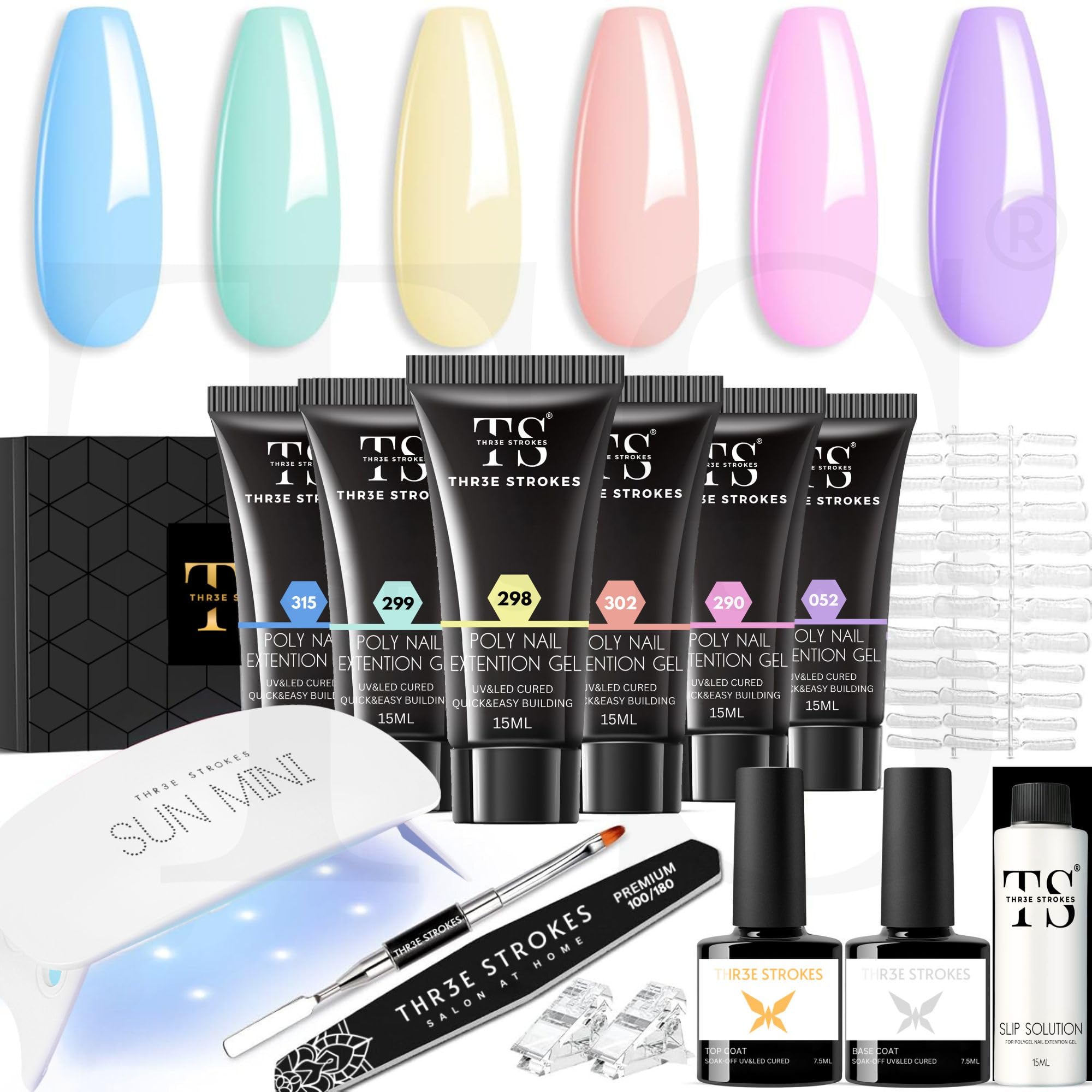 Poly Gel Nail Kit 6 Colors with 6W Nail Lamp Extension Gel Kit Nude Clear Pink Black Glitter Complete Starter Tools for Beginner Thickening Solutions DIY at Home for Women(MINIMUM 180S TO DRY)(BEGGINERS KIT) (4)-image-32