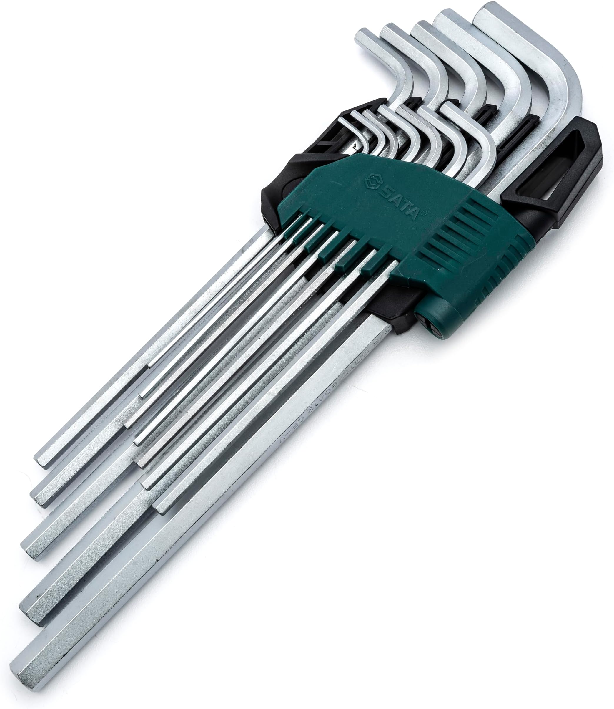 SATA ST09104SJ 12-Piece SAE Hex Key Set, Extra-Long Design, with Chamfered Tips and Impact-Resistant Carrying Caddy