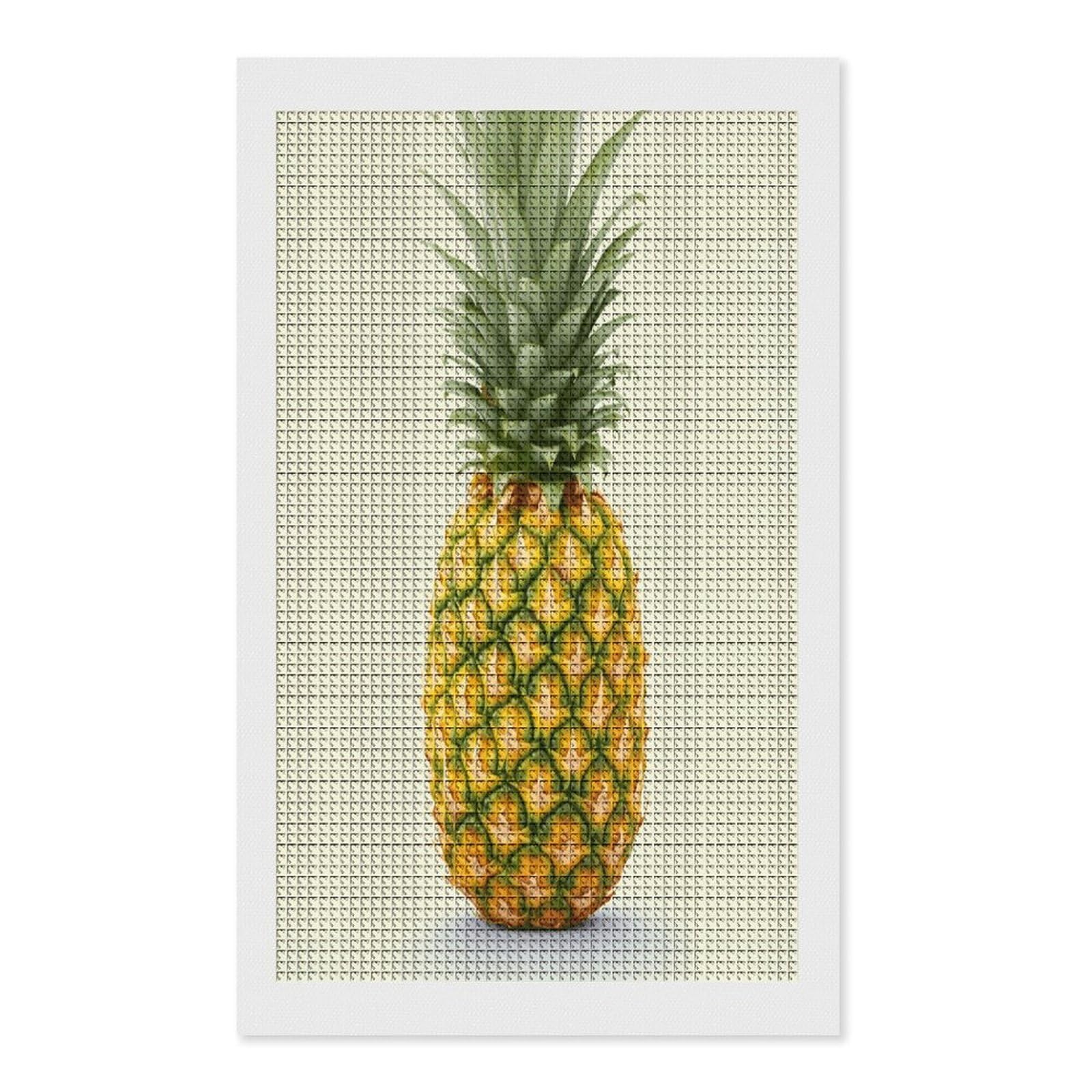 FodPand Fresh Pineapple Diamond Painting Kit for Beginner Fun 5D DIY Crafts for Adults Diamond Art Kits Square Diamond Art Canvas Painting Gem Art Crafts for Home Wall Decor 12"x20"