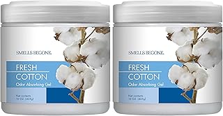 SMELLS BEGONE Air Freshener Odor Absorber Gel - Made with Essential Oils - Absorbs and Eliminates Odor in Pet Areas, Bathrooms, Cars, & Boats - Fresh Cotton Scent - 15 Ounce - 2 Pack