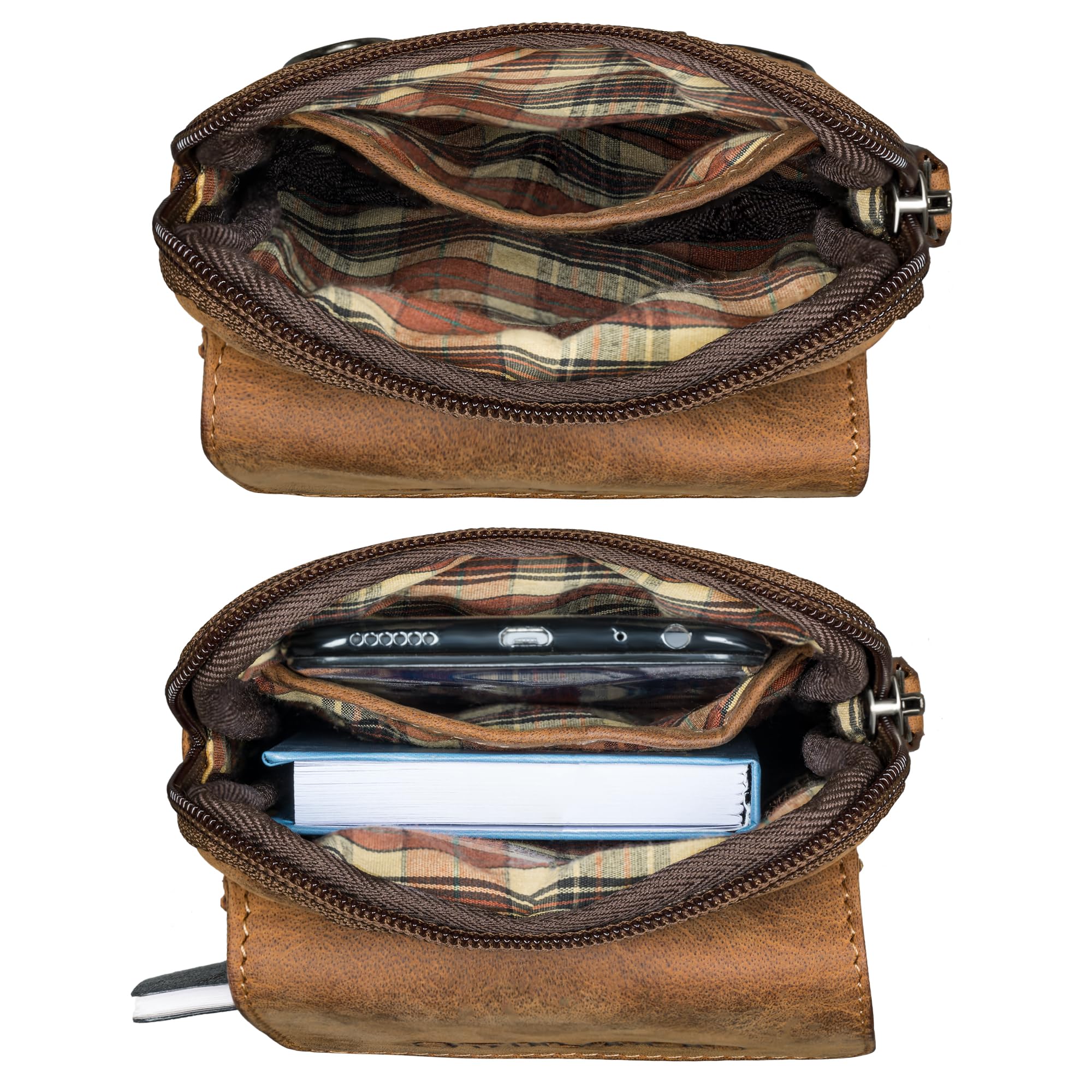 STILORD Mael 2-in-1 Umhängetasche Herren Leder Handytasche zum Umhängen Gürteltasche Brusttasche - Stilvoller Brust-Beutel Klein Schultertasche Männer aus Echtleder Farbe:Bergamo - braun