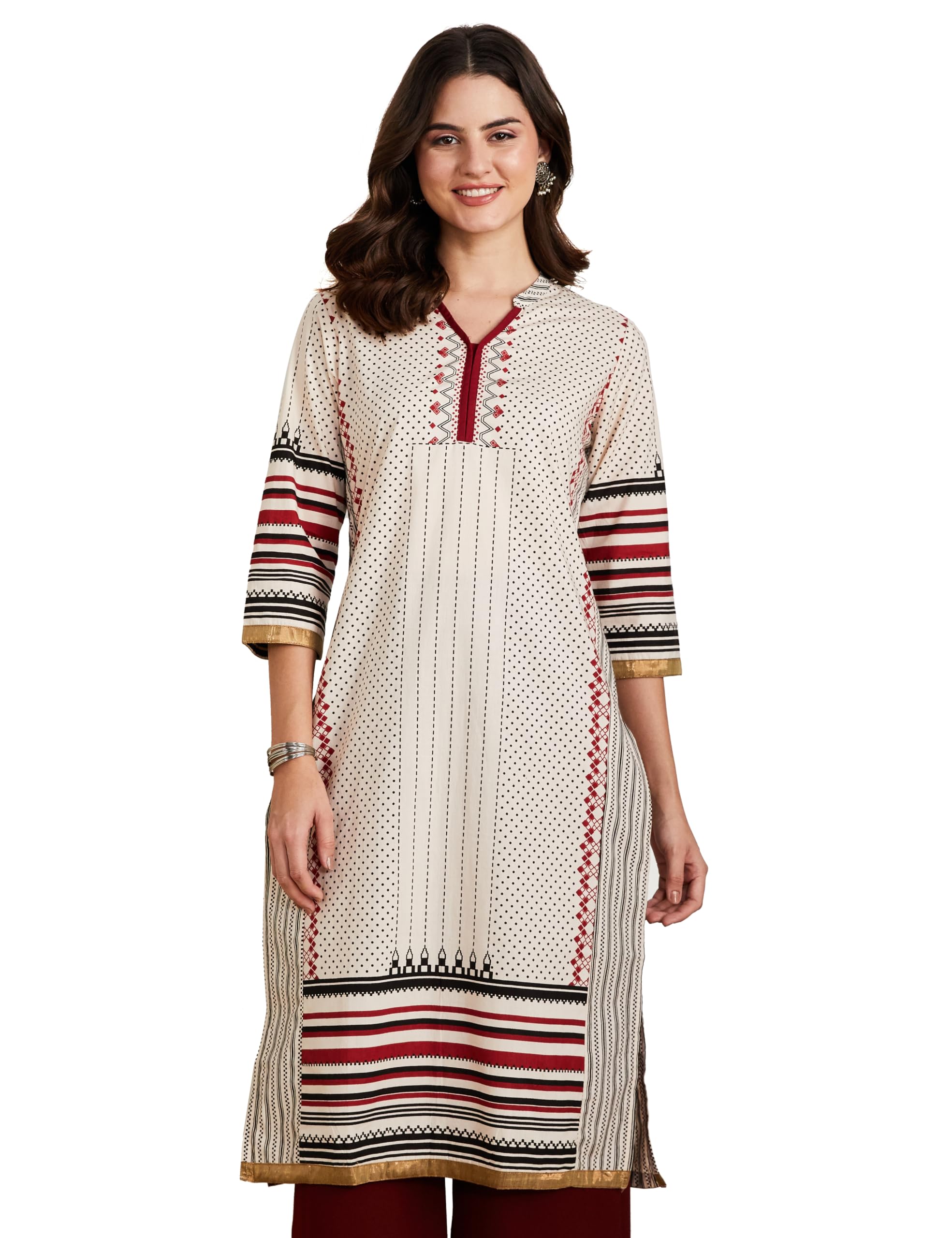 amazon brand - myx Women's Print Cotton Regular Fit Kurta-picture-24
