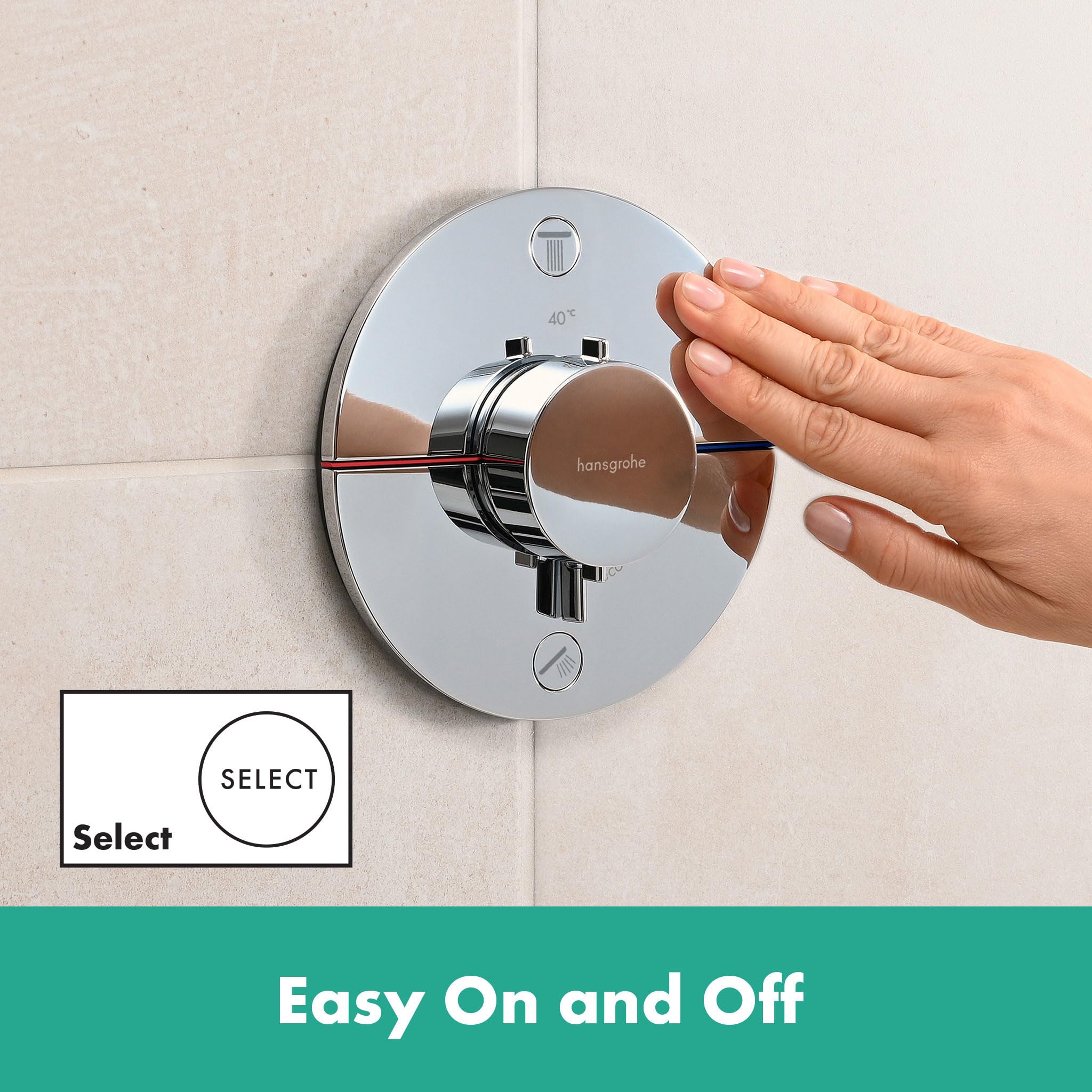 hansgrohe ShowerSelect Comfort S - Thermostat Unterputz, Armatur mit Sicherheitssperre (SafetyStop) bei 40° C, rundes Thermostat, Mischbatterie für 2 Verbraucher, Chrom