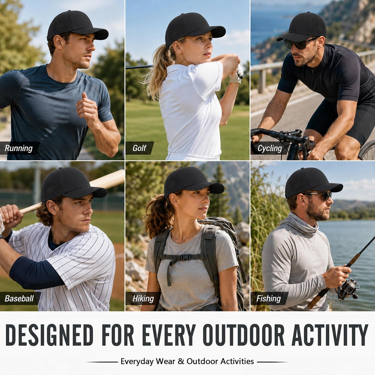 Quick Dry Baseball Cap Mesh Water-Resistant Snapback Golf Hat for Men Women