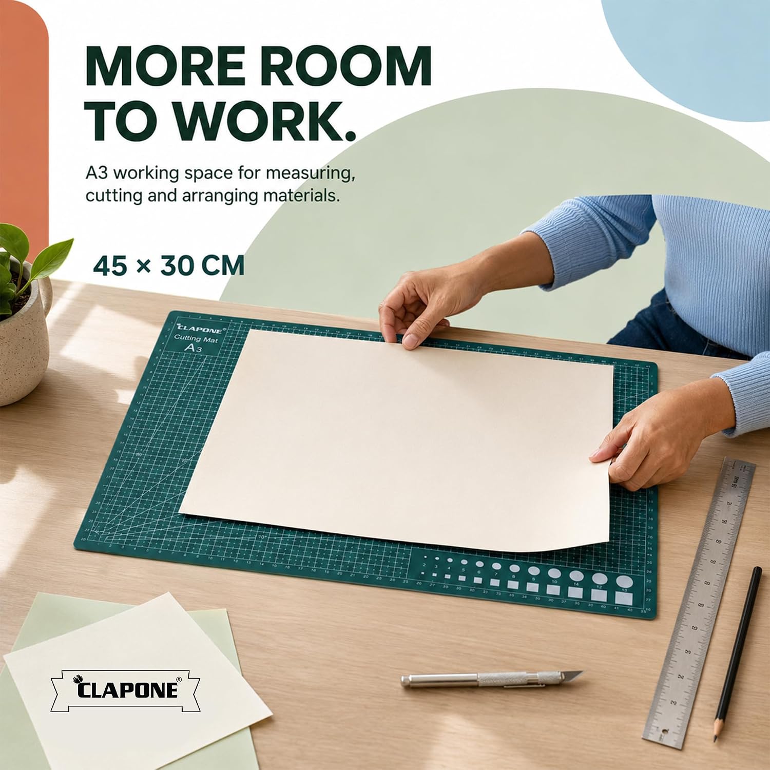 MECHDEL ·A3 Self Healing Cutting Mat 12in×18in, Double Sided PVC Craft Cutting Board with Grid Lines & Angle Guides for Sewing, Quilting, Art, DIY, Scrapbooking & Model Making| Made in India 8