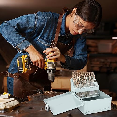 Miniatura 7 de Juego de 60 brocas de tamaño de cobalto, juego de brocas de acero de alta velocidad M35 (#1-60) para metal endurecido, acero inoxidable, hierro