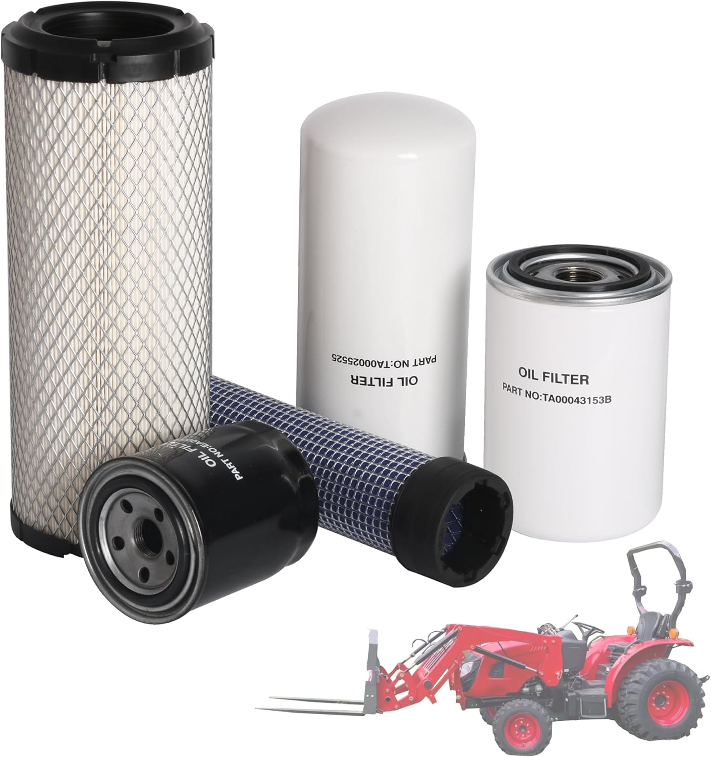 4 PCS,Maintenance Filter Kit for Branson Tractor 2515H,OE HRA0500702A9 TA00043153B TA00025525 EA00004647A