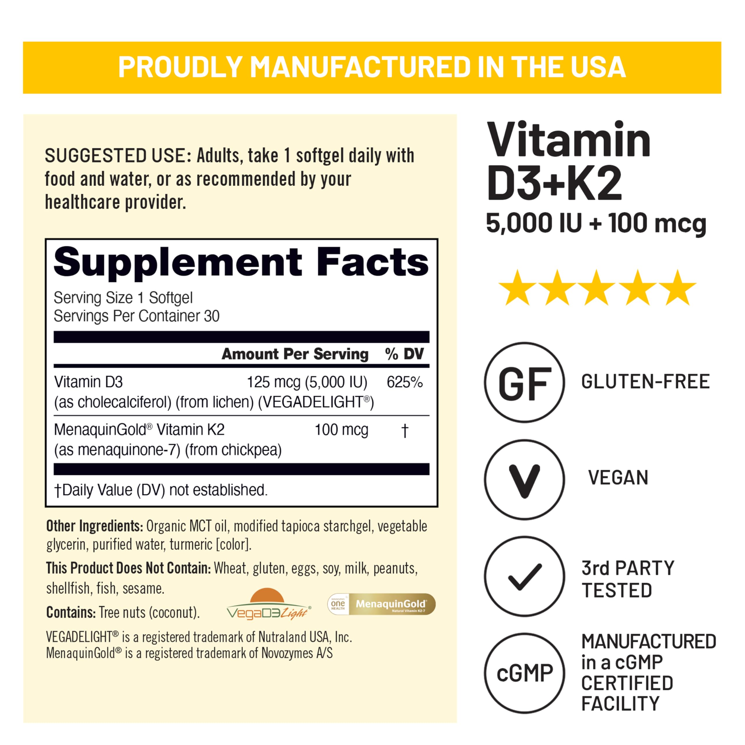 NatureWise Vitamin D3 5000IU + K2 200mcg Supplement, 30 Vegan Softgels — Amazon image 6