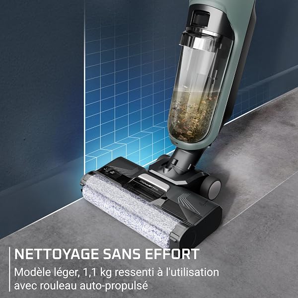 Rowenta X-Clean2, Aspirateur Laveur sans Fil, Nettoyage 2-en-1, Modes ECO/Max, Léger, Nettoyage Le Long des Murs, Auto-Nettoyage, GZ2262E0, Xc2 Eucalyptus - 4