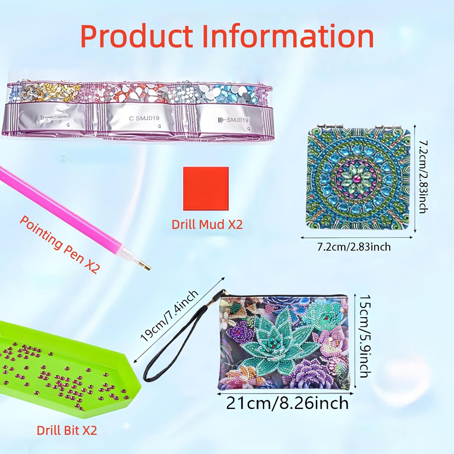DDGYP 2PCS Diamond Painting Set,Diamond Art Bag &Diamond Art Mirror,Mantra image 3