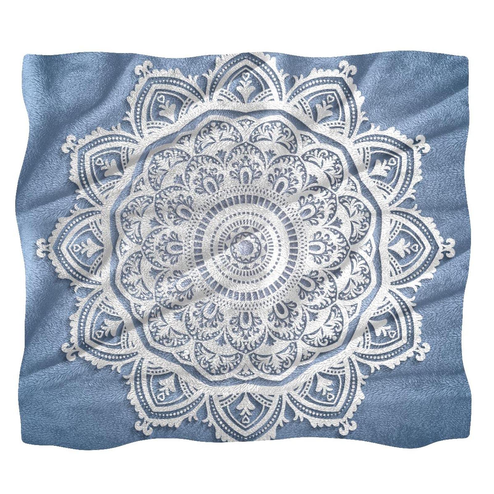 Jeté de lit en polaire mandala, plaid canapé lit d'appoint