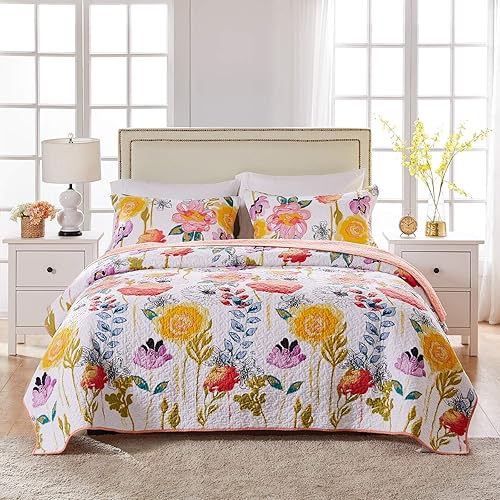 Miniatura 2 de Juego de cobija con diseño en acuarelas de Greenland Home Fashions Algodón Multicolor King