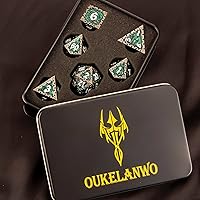 Vista 7 de OUKELANWO - Juego de dados Dungeons and Dragons RPG, juego de dados de juego de rol, juego de dados poliédricos de metal D + D, rollo D20 D12 D10 D8