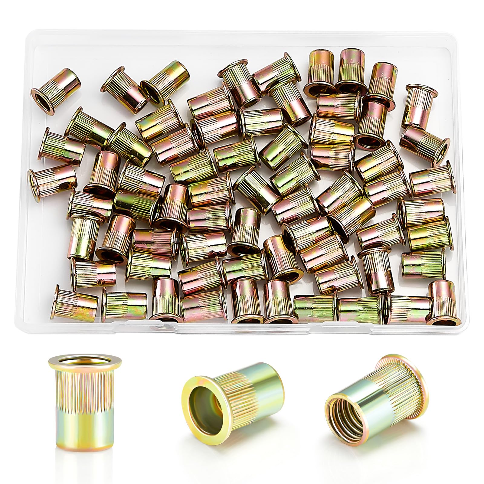 Snapklik.com : M8 Rivet Nuts 70Pcs,Carbon Steel Galvanized Rivnuts ...
