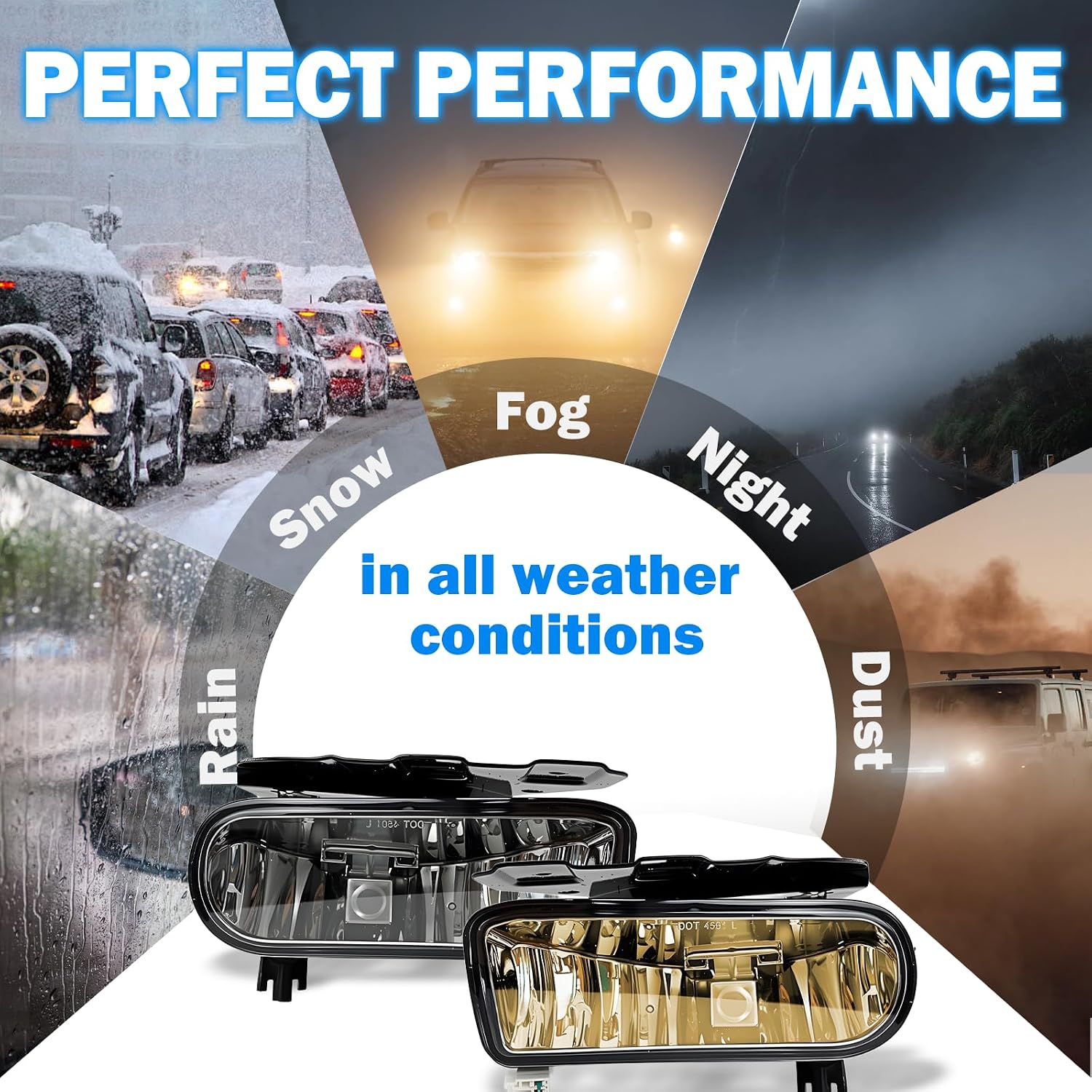 Fog Lights Assembly Compatible with 2002 2003 2004 2005 2006 Cadillac Escalade/Escalade EXT/Escalade ESV with 880 12V 27W Halogen Bulbs Driving Fog Lamps (Clear Lens)