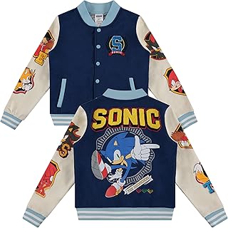 SEGA Boys' Sonic The Hedgehog Varsity Jacket- Sonic, Tails, Shadow and Knuckles Little Boys Sizes 4-7 - Buy now