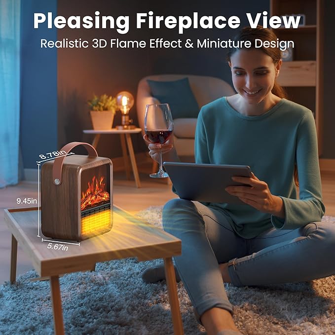 Chimenea Eléctrica Portátil Riseon con Llama 3D Realista, 1500W miniatura 7