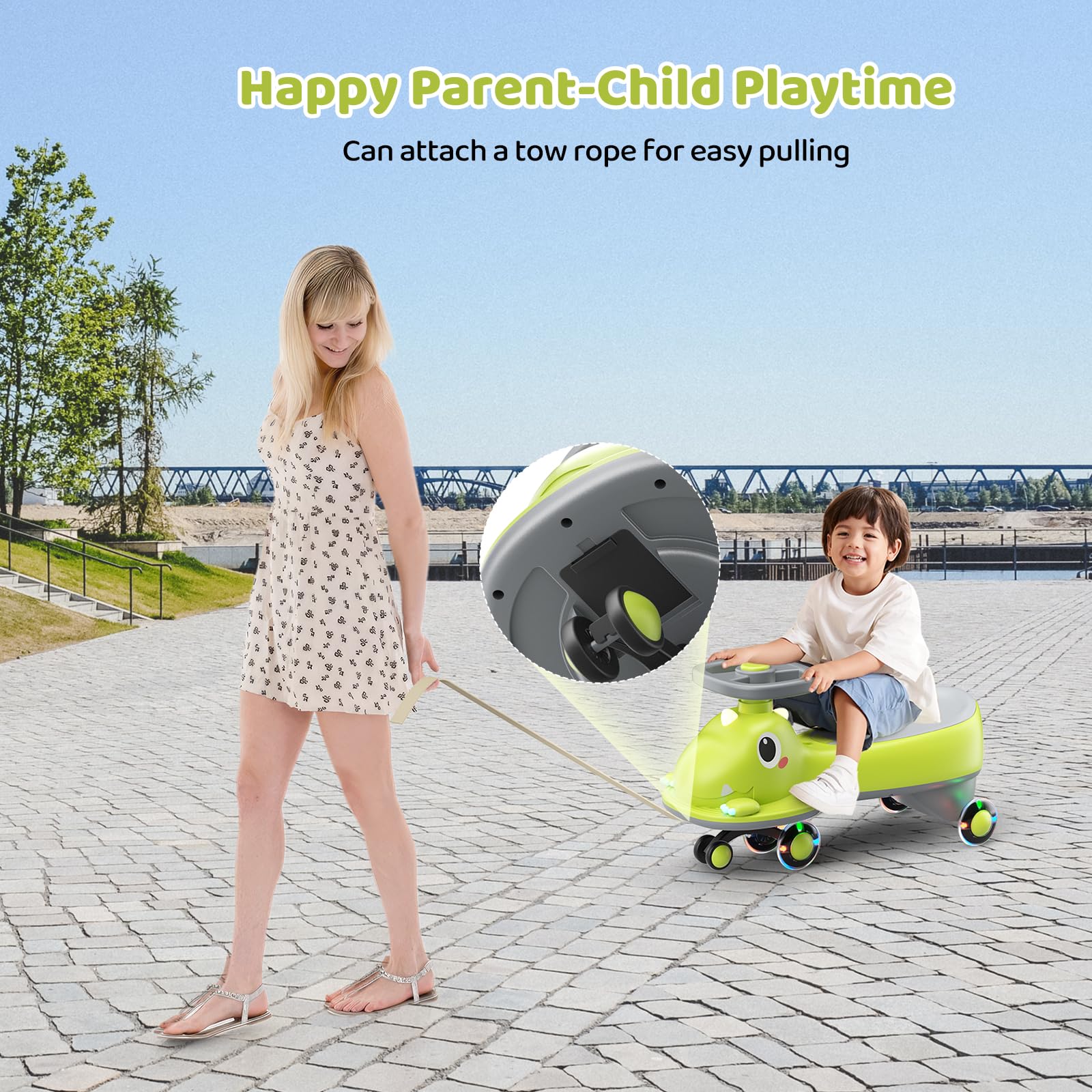 Coche de Bebé con Volante 360°, Coche Deslizador con Música y Ruedas Brillantes para Niños Pequeños, Asiento de Seguridad, Regalo 1-3 Años