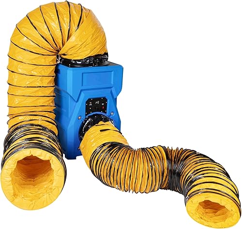 Miniatura 5 de MOUNTO Purificador de aire industrial portátil de 1000 cfm, depurador de aire negativo, potente motor de 1HP, filtro HEPA verdadero, 2 velocidades,