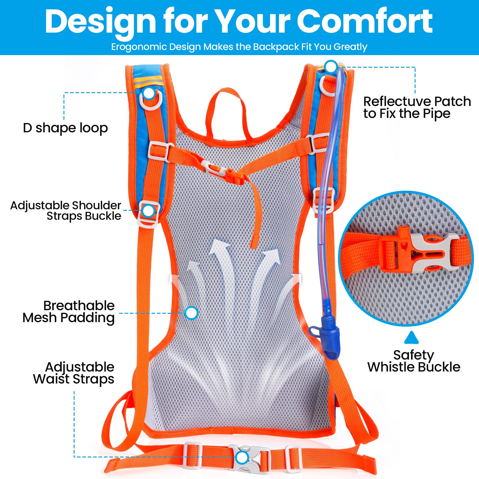 Lot de 2 sacs à dos d'hydratation avec poche à eau de 2 L, sac à dos d'hydratation avec poche d'hydratation pour randonnée, course à pied, cyclisme, vélo pour homme et femme