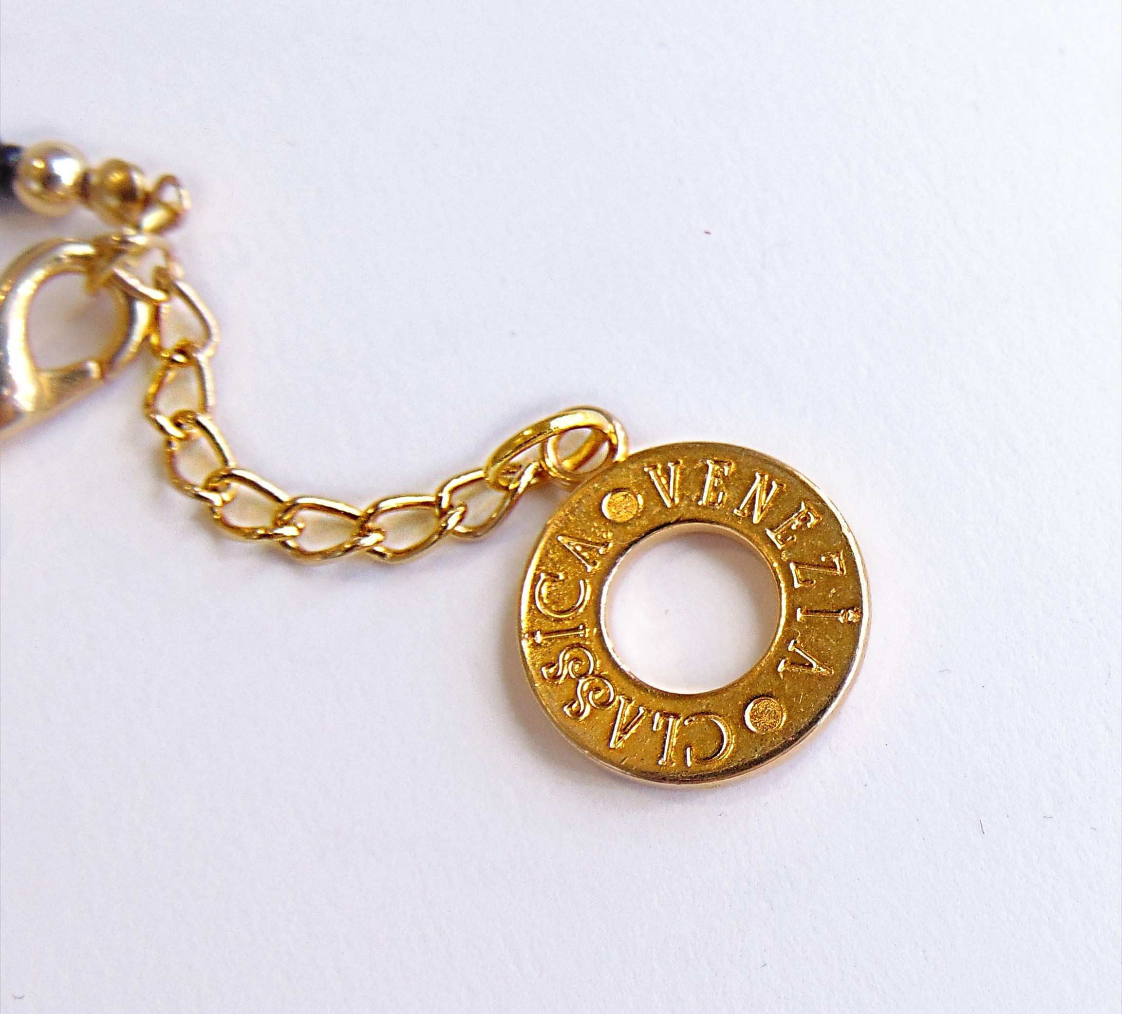 VENEZIA CLASSICA - Collana da Donna girocollo con perle in Vetro di Murano Originale, Collezione Diana, rosso con foglia in oro 24kt, Made in Italy certificato