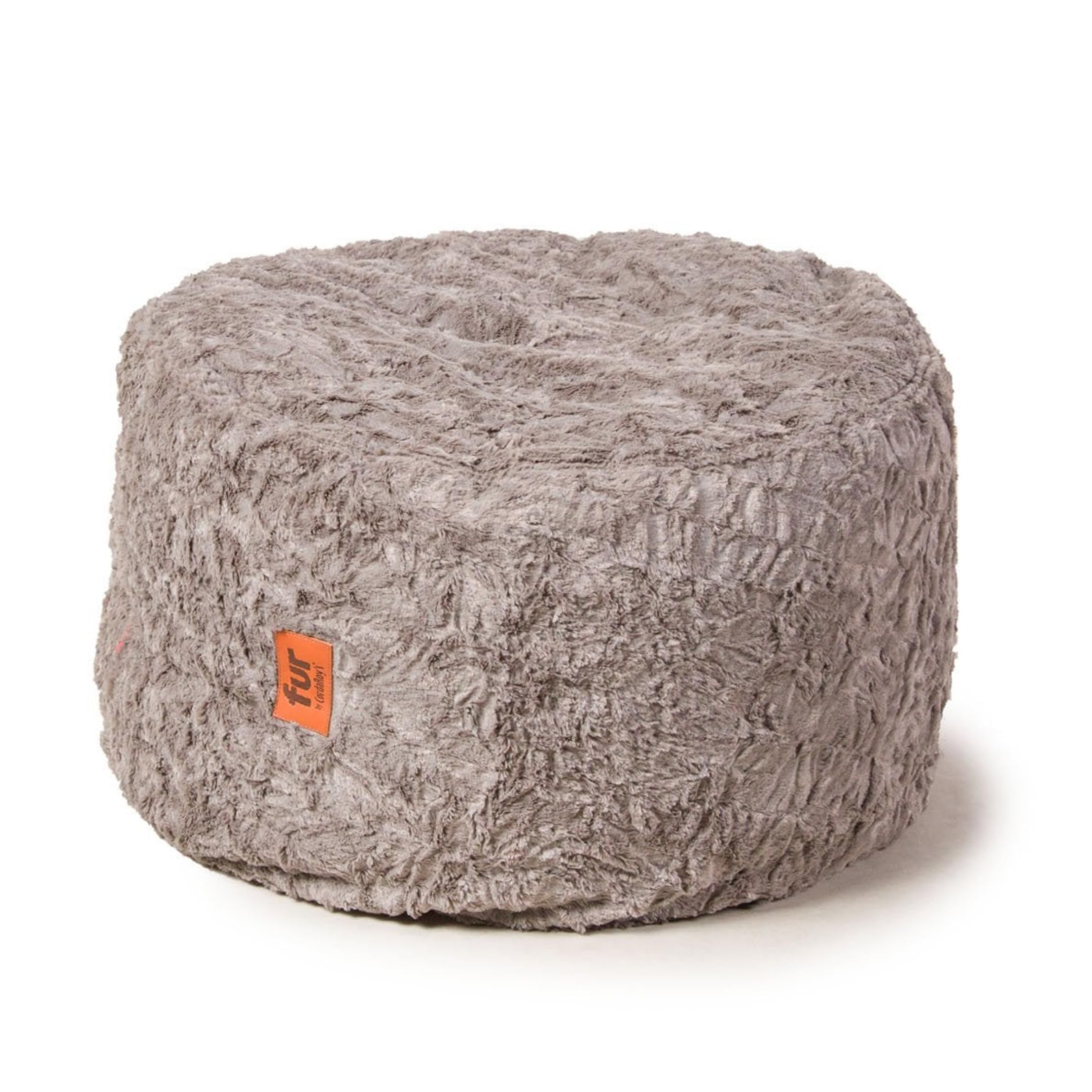 CordaRoy's Faux Fur Bean Bag Pouf Footstool - Washable Fabric Ottoman Cover with Durable Foam Insert - Versatile Footrest for Basement, Living Room, Office - 26" x 17" - Grey | Made in The USA