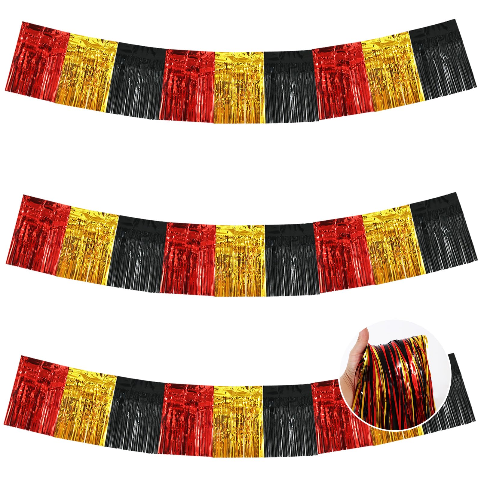 BEISHIDA Black Gold Fringe Garland Banner 30ft Wall Tinsel Foil Streamers