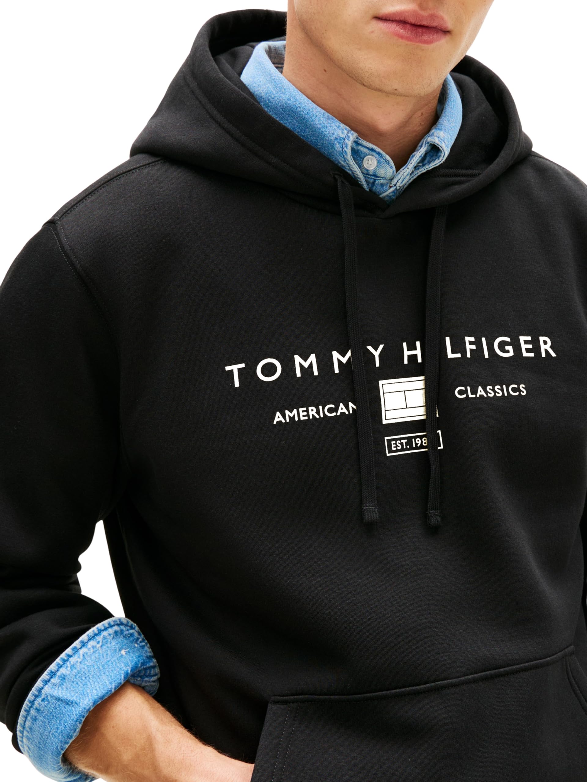 Tommy Hilfiger Brand Love TR Mono Stack Hoody Mw0mw42464 Felpa con Cappuccio Uomo (Pacco da 1)