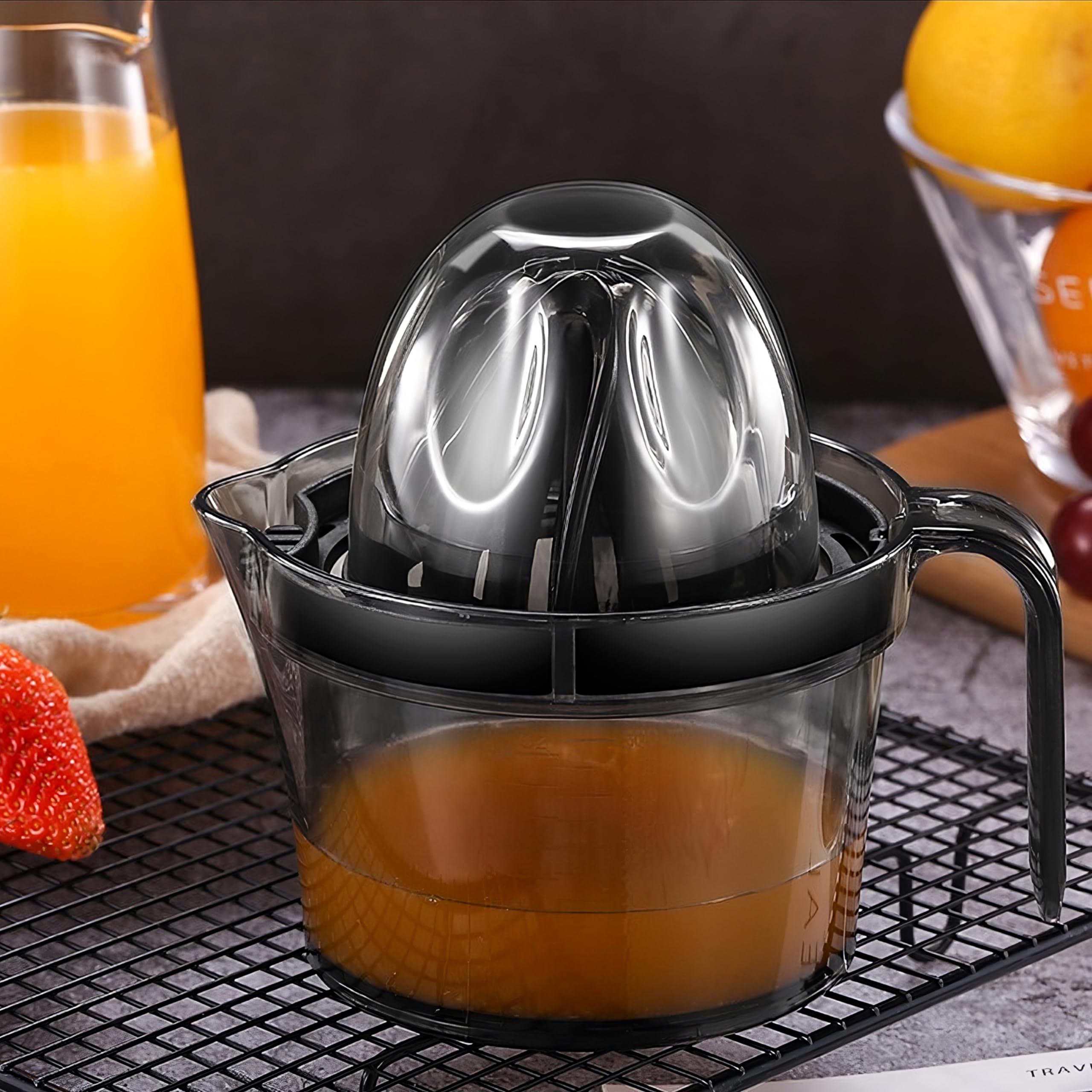 Retoo Zitruspresse Zitronenpresse 500ml, Manuell Orangenpresse Kunststoff, Dauerhaft mit Behälter Spülmaschinengeeignet Saftpresse mit Ausgießer Limettenpresse Frisch Gepresster ohne Kerne