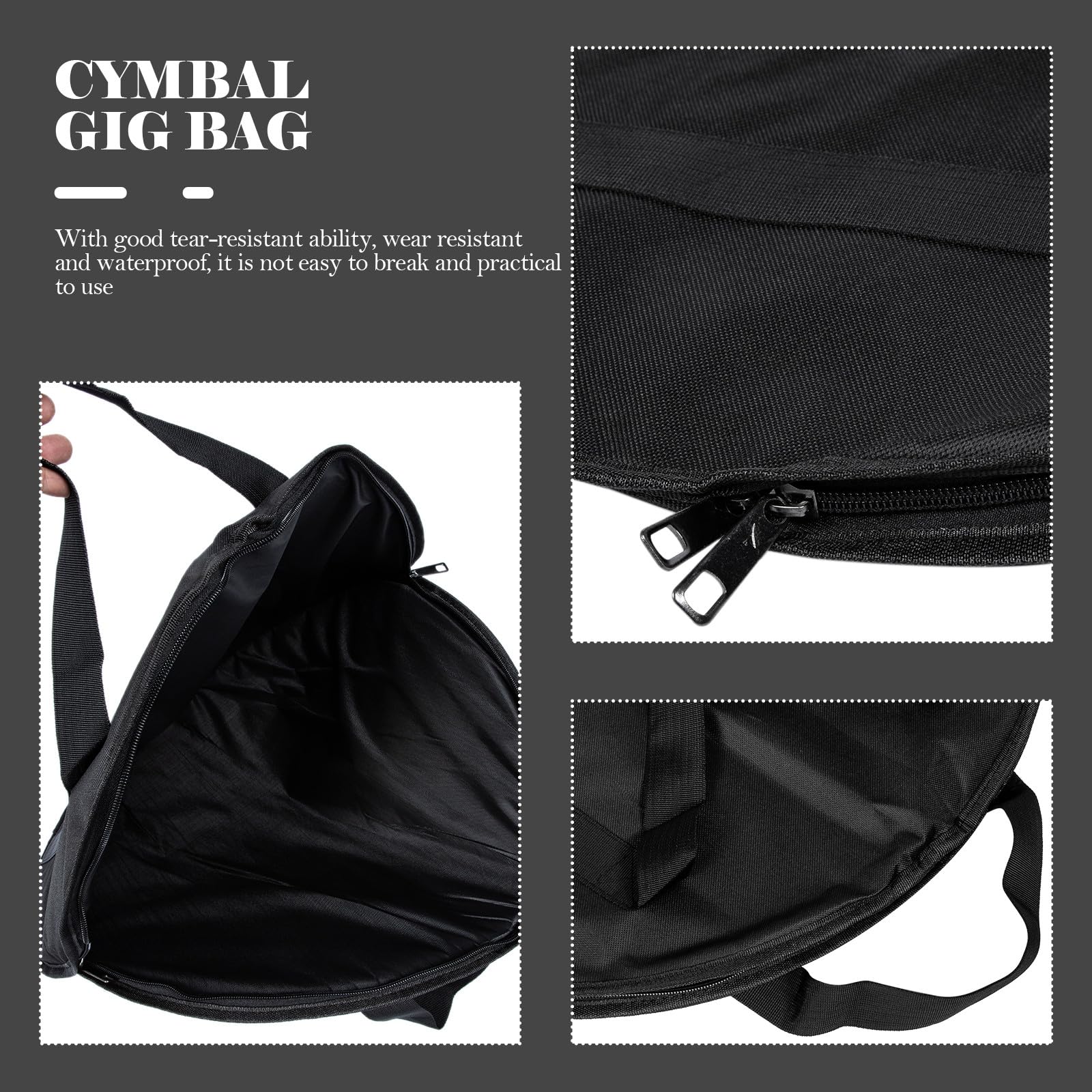 STOBAZA Bolsa para Platillos de Batería y Resistente al Desgaste, de Algodón Negro, Adecuado para Transporte y Viaje de Accesorios de Percusión