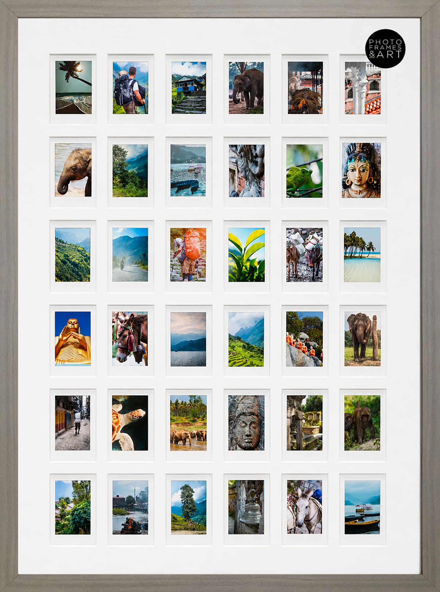 pf+a Perspex Window Instax Mini Multi Photo Frame For 36 Photos - Grey A2 Multi Instax Mini Picture Frame